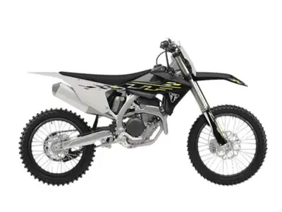 2026 Triumph TF 250-X Jet Black/Pure WhitePure. Focused. Performance Features may include: Forged Pe...
