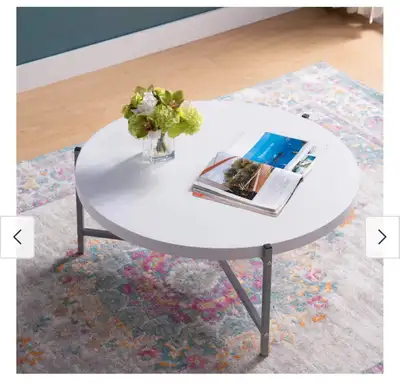 *BNIB!* Metal Frame Coffee Table with Wood Table and 3 Metal Leg, View more