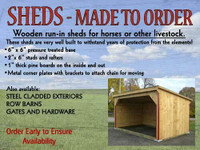 HORSE SHELTERS / RUN-IN SHEDS - Made to Order!