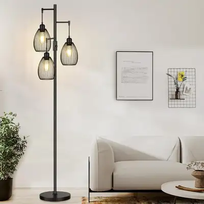 BRAND NEW - Dimmable Floor Lamp, Farmhouse Industrial Lamp... LO, View more