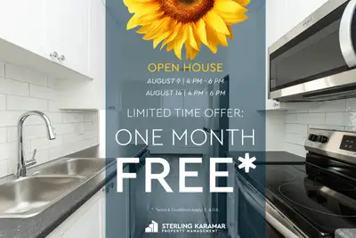 Find Your Sunshine Space | Enjoy One Month FREE on a 13-Month Lease!* OPEN HOUSE | August 9 from 4 p...