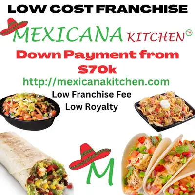Franchise Opportunities MEXICANA KITCHEN PLEASE TEXT YOUR NAME AND EMAIL FOR FURTHER INFORMATION AT...