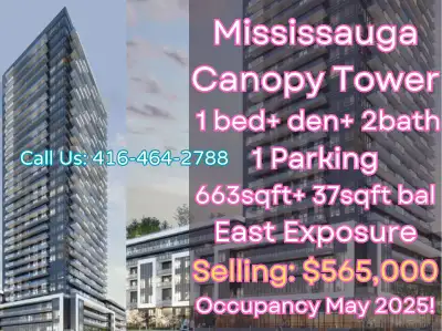 ️ Canopy Towers - An Excellent Choice in Mississauga Square one! 1 bed + den + 2 bath | Total area 6...