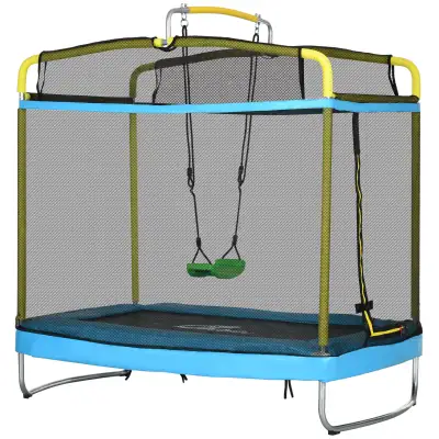 6.9FT Kids Trampoline with Safety Net, Gymnastics Bar, Swing, To, View more