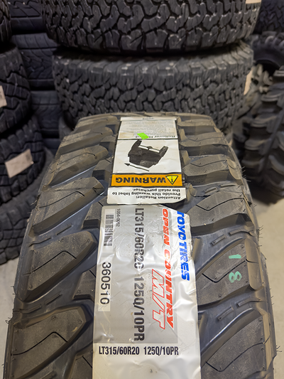 Tire Specifications (Set of 4) Size: LT295/55R20 Model: Toyo Open Country M/T Load/Ply: 123/120P Loa...