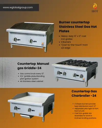 BRAND NEW Commercial Griddles & Charbroiler & Open Burners, View more