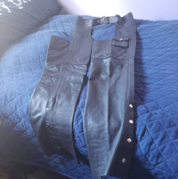 Leather Chaps, Black, Premium  cowhide leather 1.2-1.3 MM