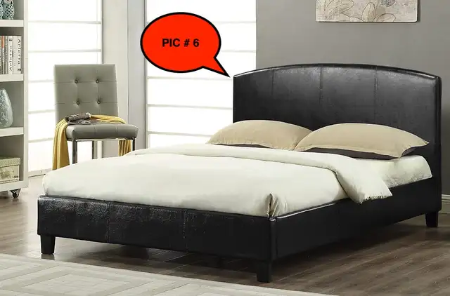 HAMILTON BED - EXPRESSO COLOUR LEATHER PLATFORM BED $299 ONLY in Beds & Mattresses in Hamilton - Image 2