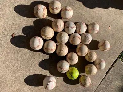 Soft balls & hard balls $3 ea, bat $10 and size 11 glove $20, View more