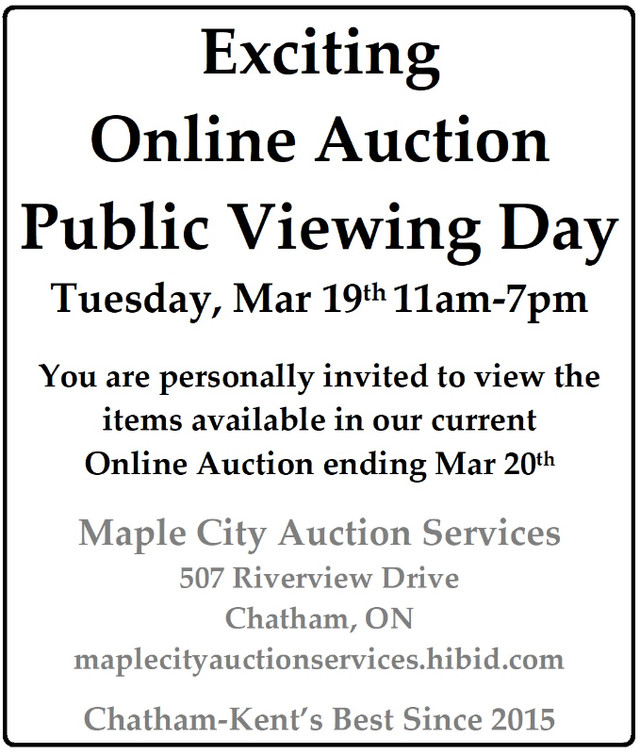 Exciting Online Auction Runs March 17 - 20. Don't miss it! in Arts & Collectibles in Chatham-Kent - Image 2