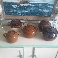 5 Vintage Stoneware Pottery BEAN POT / BAKING POT