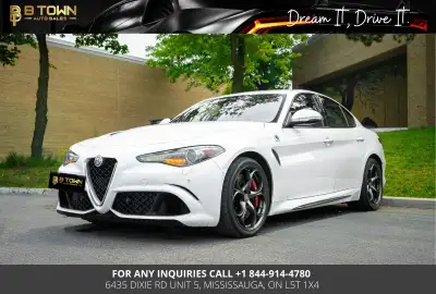 Finished in White over Black, this 2017 Alfa Romeo Giulia Quadrifoglio delivers exotic Italian perfo...
