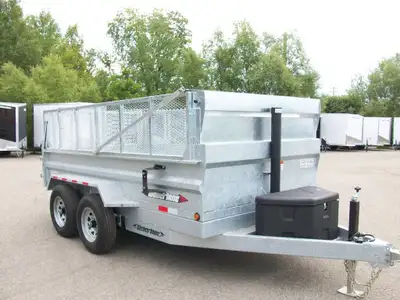 REMORQUE DOMPEUR NEUVE GALVANISER 6'X12' 2 ESSIEUX 5200LBS. AVEC REHAUSSE 24'' CYLINDRE CENTRALE LUM...