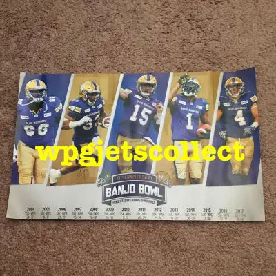 WINNIPEG BLUE BOMBERS - Banjo Bowl Poster. 2018. New Condition., View more