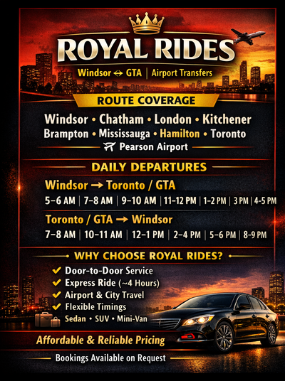 Everyday Windsor to YYZ Airport Rideshare, View more