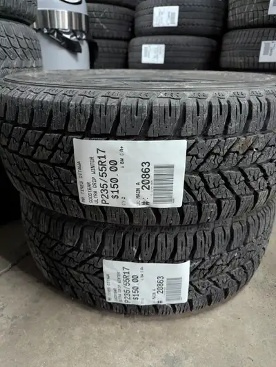 PAIR OF 2X P235/55R17 235/55/17 GOODYEAR ULTRA GRIP WINTER TAG # 20863 ** Please read details below...