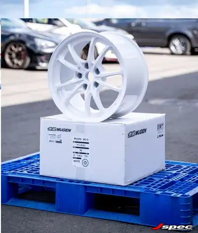instock! Authentic Mugen MC10 15x8 17x8 17x9 4x100 5x114.3 35 white only, $2400, update july 9, 2024...