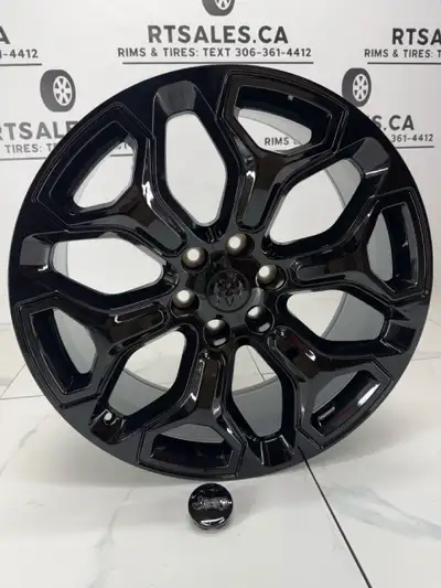 Set of 4 NEW 22 inch Ram Limited Replika 1500 Rims Gloss Black - Ram or Jeep Logo Caps included FITS...