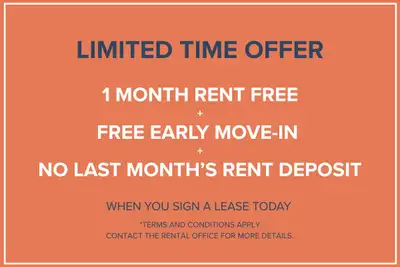 1 Month Free Rent No Last Month's Rent Deposit Free Early Move-in Visit our Website: https://www.cap...