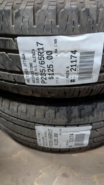 PAIR OF 2X BRIDGESTONE DUELER H/L ALENZA TAG # 21174 Size: 235/65/17 235/65/17 Excellent condition P...