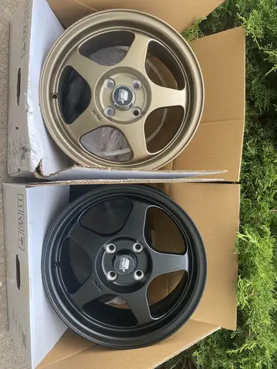 incomming! spoon style Mst MT29 - MACHINED or Bronze or matt black- 15X6.5 4X100 OFFSET 35.Rim $800...