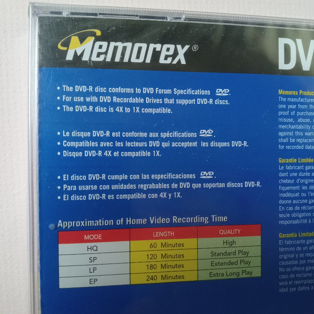 3 Memorex DVD-R Recordable DVD Disc - Sealed in Original Package dans CD, DVD et Blu-ray  à Belleville - Image 2