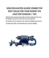 AUGER  200 mm FOR MINI EXCAVATOR FOR SALE