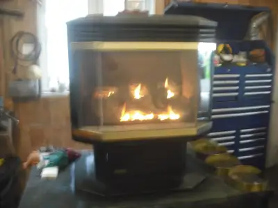 BIEN LIRE L'ANNONCE TÉLÉPHONER AUX NUMÉROS EN DEUXIÈME PHOTO Poêle au gaz propane foyer noir marque...