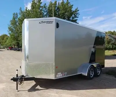 2026 Rainbow Cargo Trailer 7' x 16' 2 - 3500 lb axle 2 5/16" ball coupler 84" interior height Rear r...