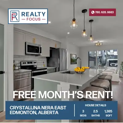 FREE MONTH RENT 3 Bed 2.5 Bath Home Crystallina Nera