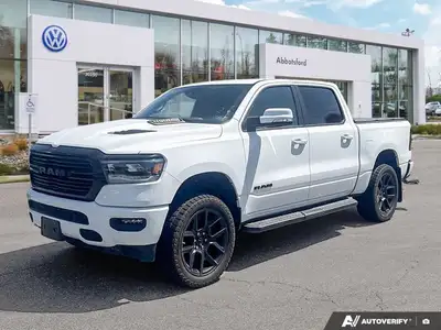 Experience unparalleled power and style with this stunning Bright White 2022 Ram 1500 Sport Crew Cab...