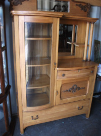 Antique Maple Showcase and Sideboard