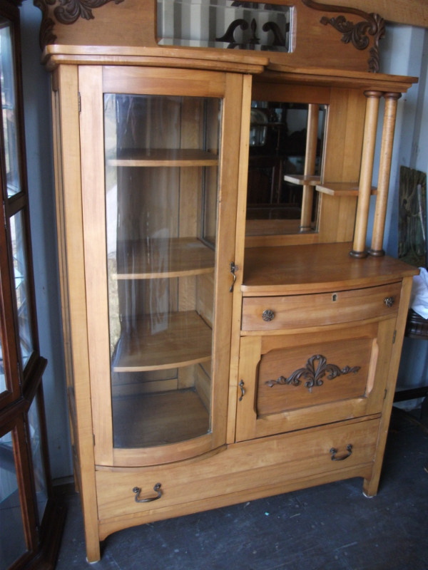 Antique Maple Showcase and Sideboard in Arts & Collectibles in Belleville