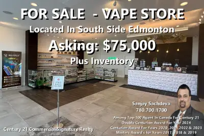 FOR SALE - VAPE STORE BUSINESS IN EDMONTON, View more