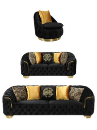 Highend Living Room Fabric Gold Metal Accents Starting At $949
