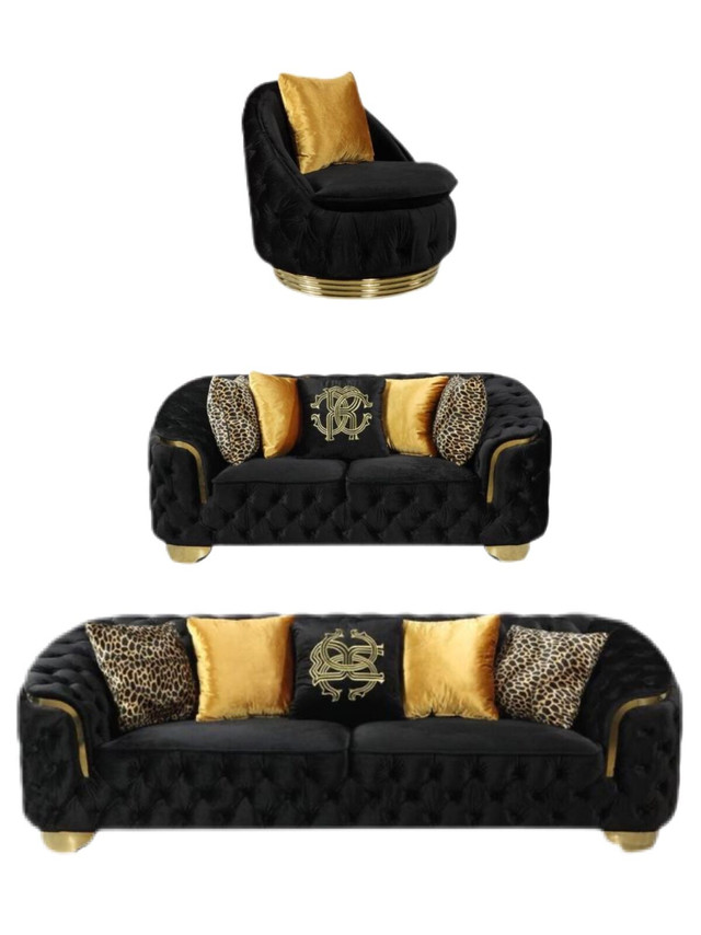 Highend Living Room Fabric Gold Metal Accents Starting At $949 in Multi-item in Ottawa