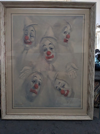 vintage Tableau Barry Leighton-Jones 'Five Clowns'