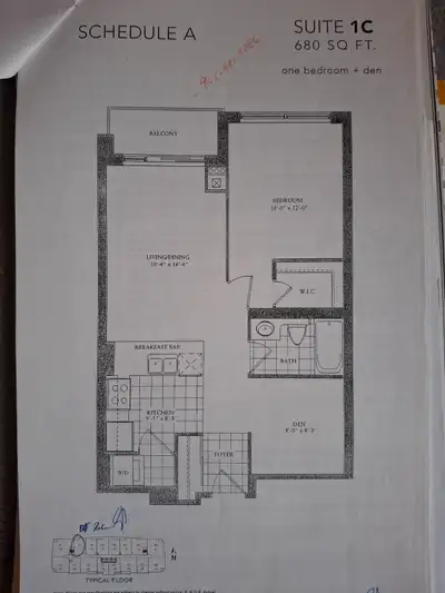 1 Bedroom + den Condo for rent