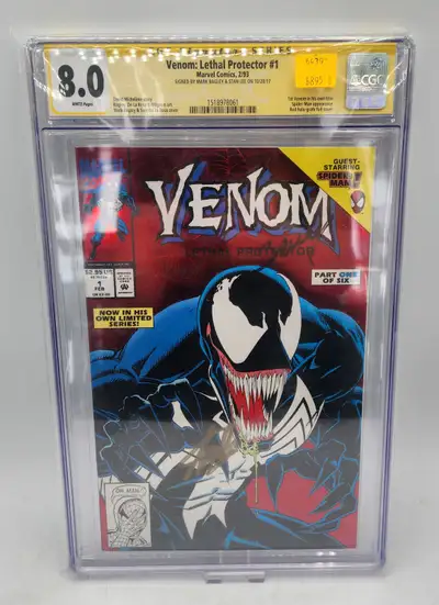 Venom Lethal Protector #1 Comic Signed by Mark Bagley & Stan Lee CGC Graded 8.0 $895+Tax Item #64391...