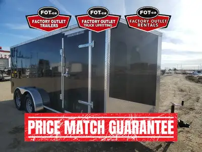 NEW Factory Outlet 7x16ft Enclosed Cargo Trailer - Rear Ramp Door w/ Spring Assist - Wedge Front - 3...