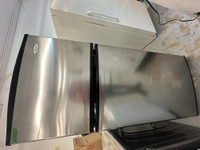 1117-Réfrigérateur inox Whirlpool congélateur haut top freezer