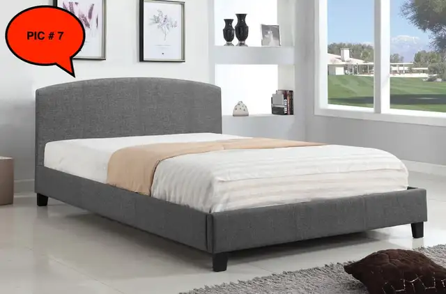TORONTO BED - GREY COLOUR LINEN STYLE PLATFORM BED $299 ONLY