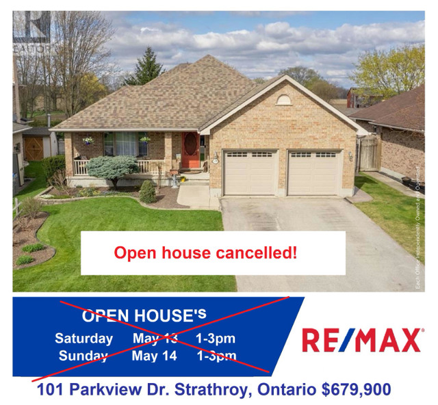 SOLD! Open House CANCELLED 101 Parkview Dr. Strathroy Houses for Sale