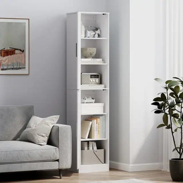 Tall Bathroom Cabinet, Slim Bathroom Floor Cabinet w/ 2 Doors an in Home Décor & Accents in City of Toronto - Image 7