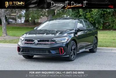 Finished in Black over Black Leather, this 2024 Volkswagen Jetta GLI DSG delivers sporty performance...