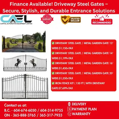 Finance Available! Driveway Steel Gates Secure, Stylish, and Durable Entrance Solutions 1,150 Capita...
