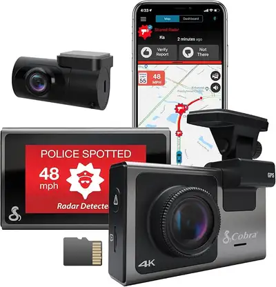 NEW Cobra SC 400D Ultimate Smart Dash Cam – 4K Front +1080p Rear, View more