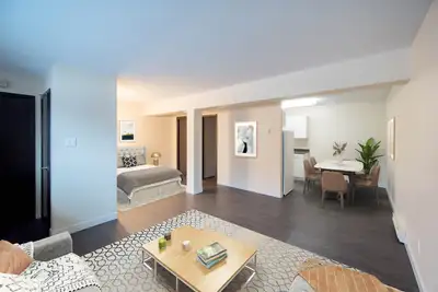 These smart, stylish townhouse-style apartments feature private entrances and an open-concept design...