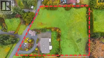 Rare 1.89-acre estate property in sought-after Cordova Bay, surrounded by estates, hobby farms and e...