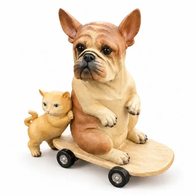 Brand New Resin French Bulldog Kitten on Skateboard $59 | Home Décor ...
